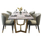 Marble White Tone Dining Table Glam Style Trestle Base Table for Dining Room Clearhalo ' dining_table' 'Dining Tables & Seating' 'Dining Tables' 'furn' 'furn_dining_table' 'Furniture' 'furniture_dining_table' 'Kitchen & Dining Furniture' 'kitchen&dining_furn' 'kitchen' 'kitchen_dining_table' 3902191