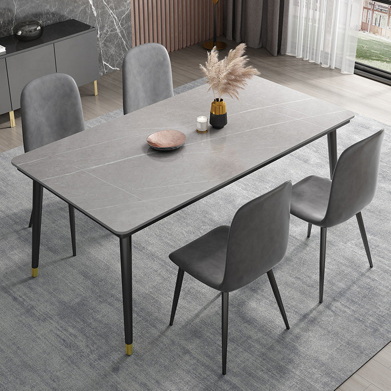 Industrial Sintered Kitchen Dining Table Rectangle Standard Dining Table with 4 Legs Base Gray Without Chairs Clearhalo ' dining_table' 'Dining Tables & Seating' 'Dining Tables' 'furn' 'furn_dining_table' 'Furniture' 'furniture_dining_table' 'Kitchen & Dining Furniture' 'kitchen&dining_furn' 'kitchen' 'kitchen_dining_table' 3902198