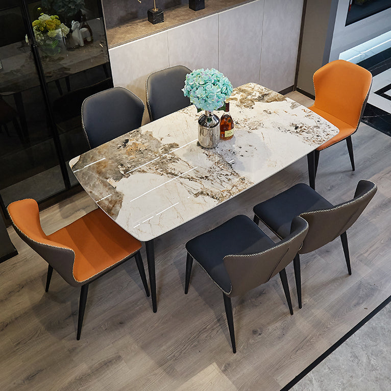 Modern Sintered Stone Gold Dining Table Rectangle Shape Standard Dining Table with 4 Legs Base Clearhalo ' dining_table' 'Dining Tables & Seating' 'Dining Tables' 'furn' 'furn_dining_table' 'Furniture' 'furniture_dining_table' 'Kitchen & Dining Furniture' 'kitchen&dining_furn' 'kitchen' 'kitchen_dining_table' 3902218