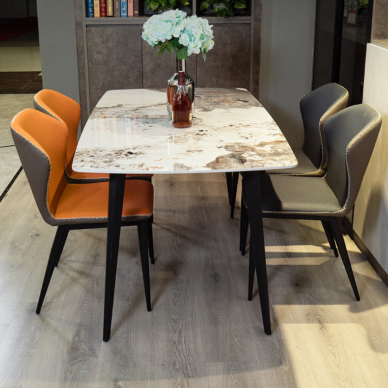 Modern Sintered Stone Gold Dining Table Rectangle Shape Standard Dining Table with 4 Legs Base Clearhalo ' dining_table' 'Dining Tables & Seating' 'Dining Tables' 'furn' 'furn_dining_table' 'Furniture' 'furniture_dining_table' 'Kitchen & Dining Furniture' 'kitchen&dining_furn' 'kitchen' 'kitchen_dining_table' 3902220