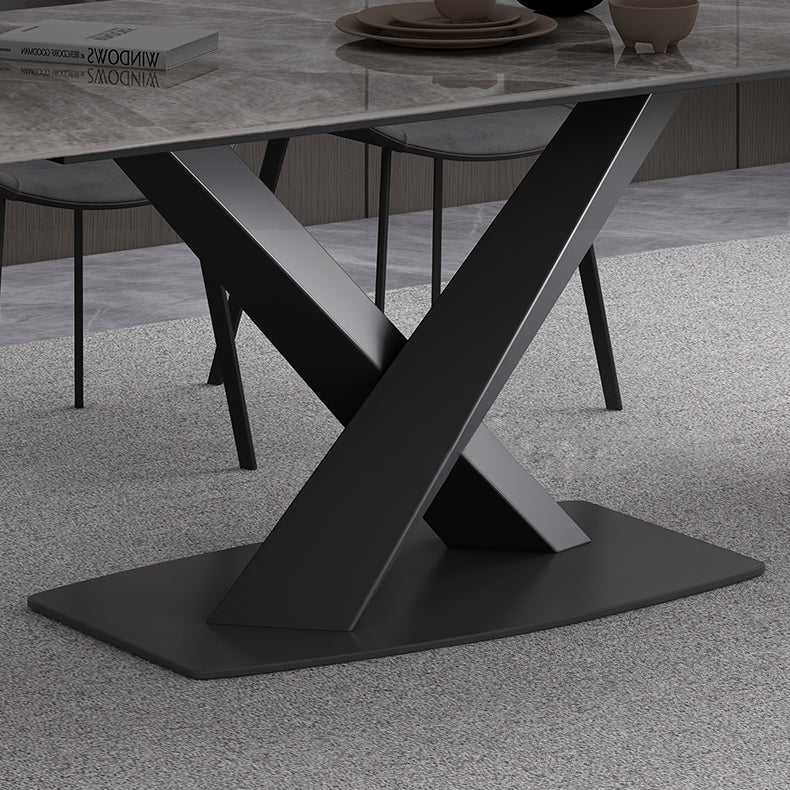 Simple Gray Sintered Stone Dining Table Kitchen Standard Dining Table with Pedestal Base Clearhalo ' dining_table' 'Dining Tables & Seating' 'Dining Tables' 'furn' 'furn_dining_table' 'Furniture' 'furniture_dining_table' 'Kitchen & Dining Furniture' 'kitchen&dining_furn' 'kitchen' 'kitchen_dining_table' 3902232