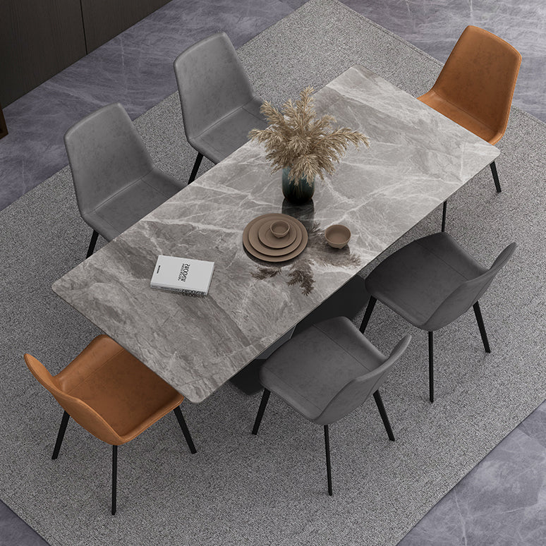 Simple Gray Sintered Stone Dining Table Kitchen Standard Dining Table with Pedestal Base Clearhalo ' dining_table' 'Dining Tables & Seating' 'Dining Tables' 'furn' 'furn_dining_table' 'Furniture' 'furniture_dining_table' 'Kitchen & Dining Furniture' 'kitchen&dining_furn' 'kitchen' 'kitchen_dining_table' 3902236