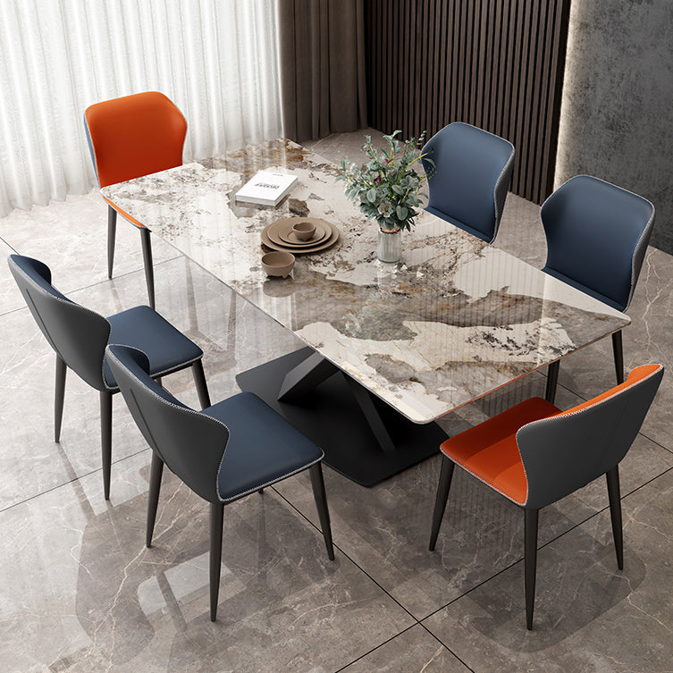 Simple Gray Sintered Stone Dining Table Kitchen Standard Dining Table with Pedestal Base Clearhalo ' dining_table' 'Dining Tables & Seating' 'Dining Tables' 'furn' 'furn_dining_table' 'Furniture' 'furniture_dining_table' 'Kitchen & Dining Furniture' 'kitchen&dining_furn' 'kitchen' 'kitchen_dining_table' 3902237