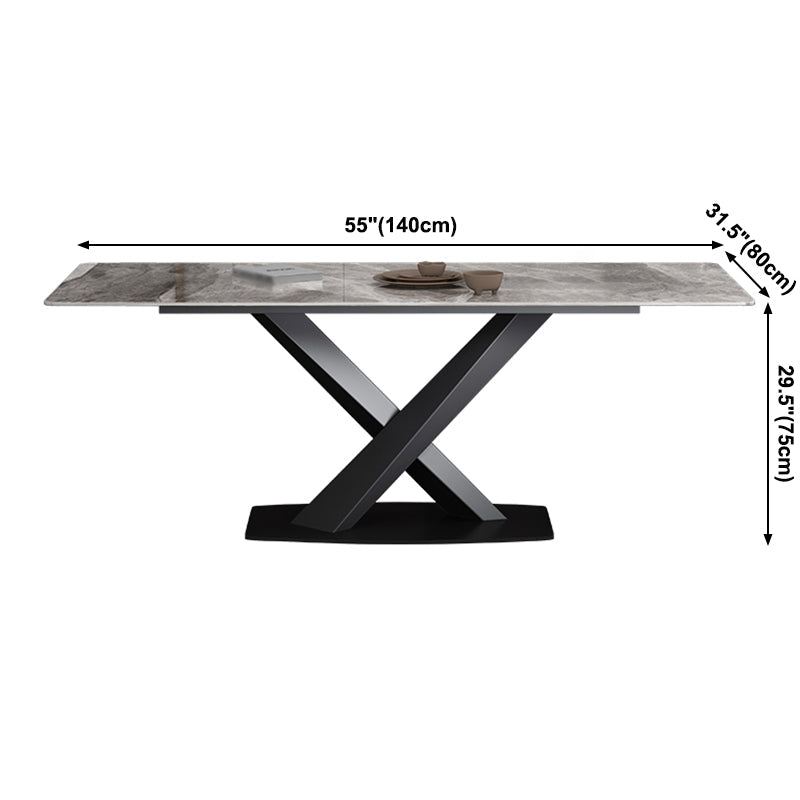 Simple Gray Sintered Stone Dining Table Kitchen Standard Dining Table with Pedestal Base Clearhalo ' dining_table' 'Dining Tables & Seating' 'Dining Tables' 'furn' 'furn_dining_table' 'Furniture' 'furniture_dining_table' 'Kitchen & Dining Furniture' 'kitchen&dining_furn' 'kitchen' 'kitchen_dining_table' 3902239