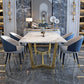 Sintered Stone White Tone Dining Table Glam Trestle Base Table for Dining Room Clearhalo ' dining_table' 'Dining Tables & Seating' 'Dining Tables' 'furn' 'furn_dining_table' 'Furniture' 'furniture_dining_table' 'Kitchen & Dining Furniture' 'kitchen&dining_furn' 'kitchen' 'kitchen_dining_table' 3902260