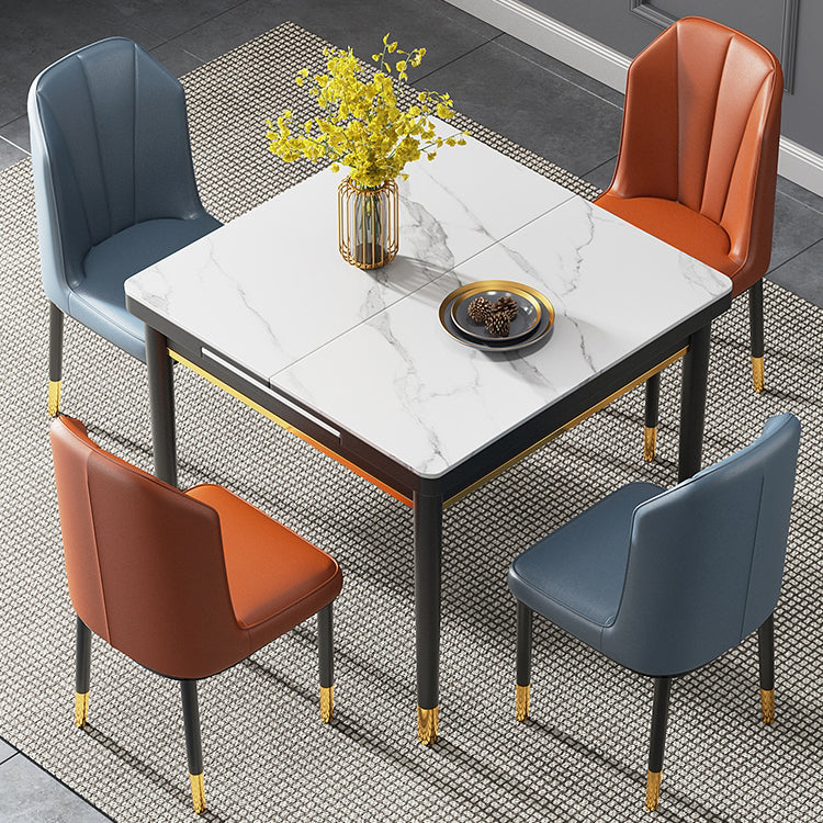 Industrial Style Extendable Stone Dining Table Square 31.5'' Table for Home Clearhalo ' dining_table' 'Dining Tables & Seating' 'Dining Tables' 'furn' 'furn_dining_table' 'Furniture' 'furniture_dining_table' 'Kitchen & Dining Furniture' 'kitchen&dining_furn' 'kitchen' 'kitchen_dining_table' 3902289