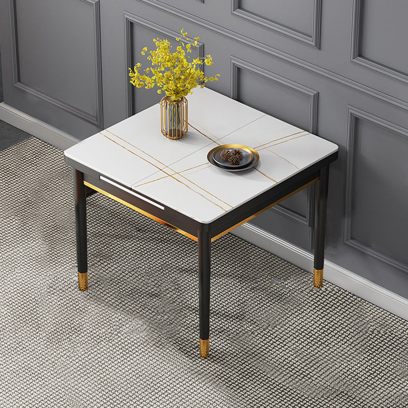 Industrial Style Extendable Stone Dining Table Square 31.5'' Table for Home White Without Chairs Clearhalo ' dining_table' 'Dining Tables & Seating' 'Dining Tables' 'furn' 'furn_dining_table' 'Furniture' 'furniture_dining_table' 'Kitchen & Dining Furniture' 'kitchen&dining_furn' 'kitchen' 'kitchen_dining_table' 3902290