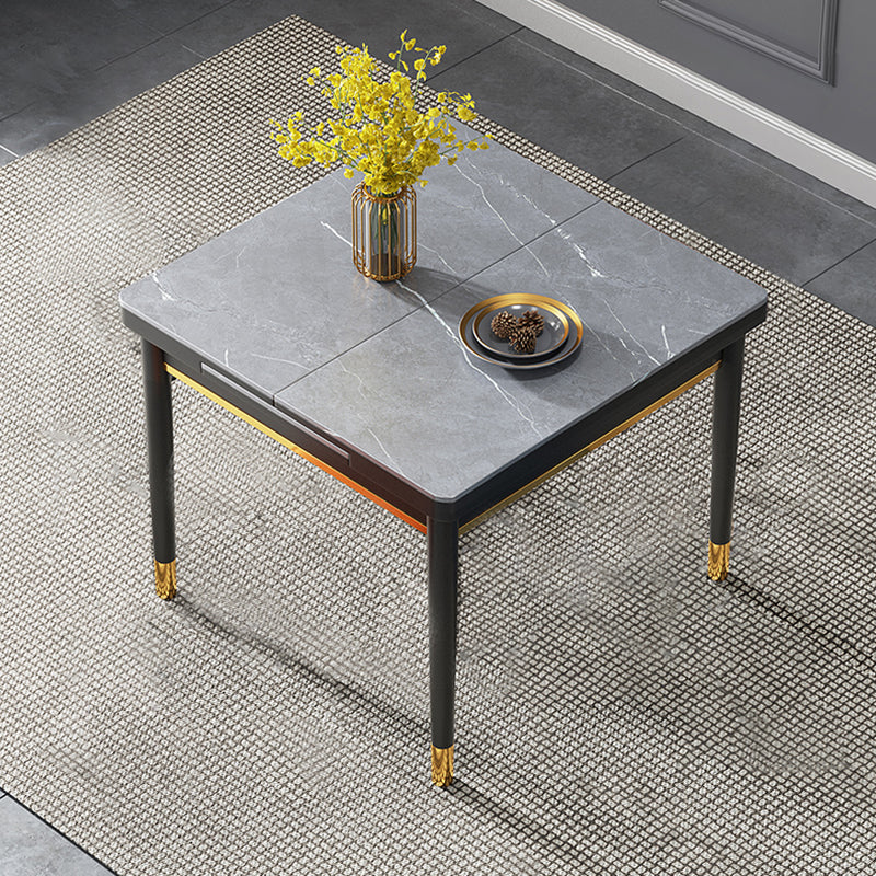 Industrial Style Extendable Stone Dining Table Square 31.5'' Table for Home Gray Without Chairs Clearhalo ' dining_table' 'Dining Tables & Seating' 'Dining Tables' 'furn' 'furn_dining_table' 'Furniture' 'furniture_dining_table' 'Kitchen & Dining Furniture' 'kitchen&dining_furn' 'kitchen' 'kitchen_dining_table' 3902291