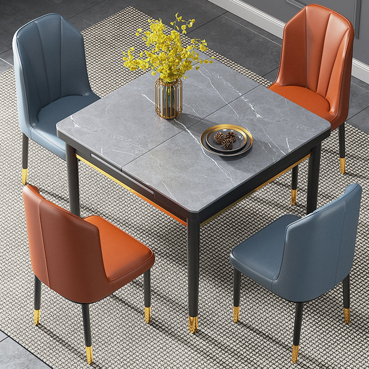 Industrial Style Extendable Stone Dining Table Square 31.5'' Table for Home Clearhalo ' dining_table' 'Dining Tables & Seating' 'Dining Tables' 'furn' 'furn_dining_table' 'Furniture' 'furniture_dining_table' 'Kitchen & Dining Furniture' 'kitchen&dining_furn' 'kitchen' 'kitchen_dining_table' 3902293