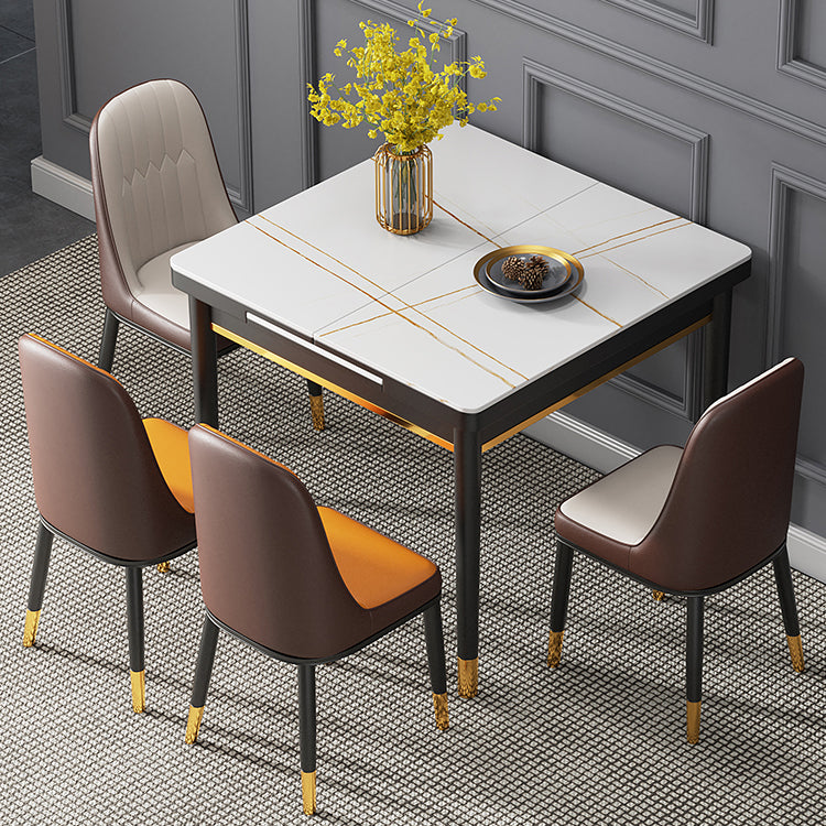 Industrial Style Extendable Stone Dining Table Square 31.5'' Table for Home Clearhalo ' dining_table' 'Dining Tables & Seating' 'Dining Tables' 'furn' 'furn_dining_table' 'Furniture' 'furniture_dining_table' 'Kitchen & Dining Furniture' 'kitchen&dining_furn' 'kitchen' 'kitchen_dining_table' 3902294
