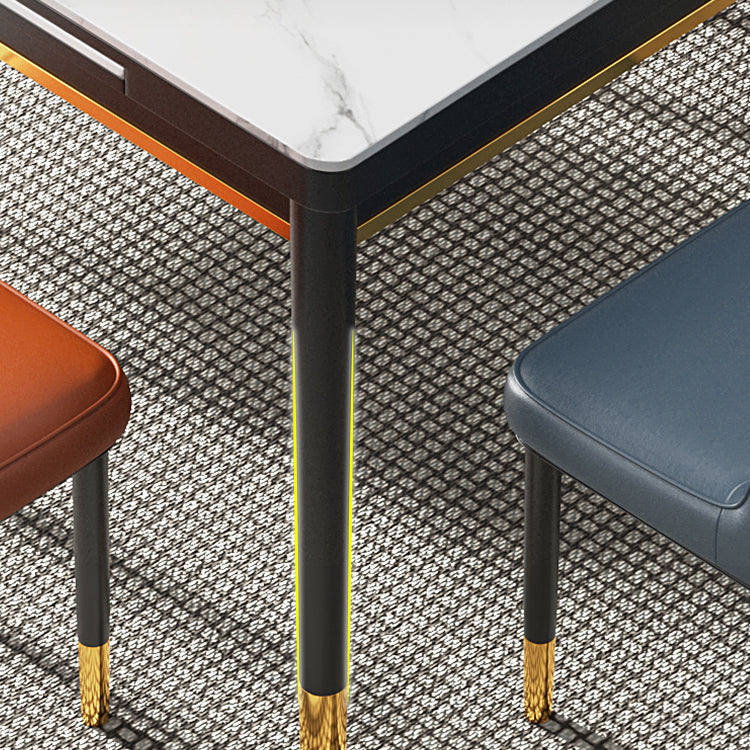 Industrial Style Extendable Stone Dining Table Square 31.5'' Table for Home Clearhalo ' dining_table' 'Dining Tables & Seating' 'Dining Tables' 'furn' 'furn_dining_table' 'Furniture' 'furniture_dining_table' 'Kitchen & Dining Furniture' 'kitchen&dining_furn' 'kitchen' 'kitchen_dining_table' 3902297