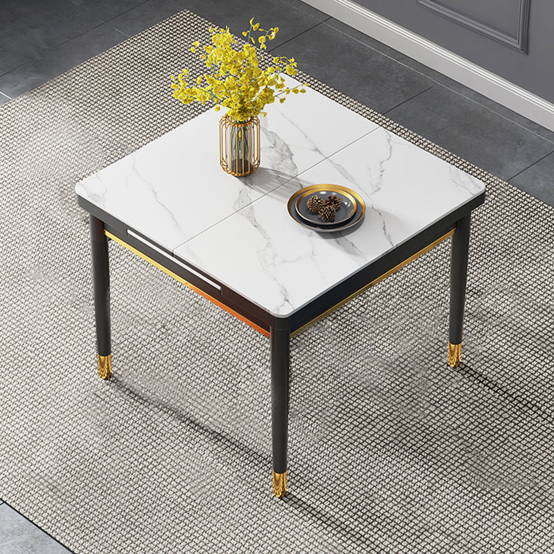 Industrial Style Extendable Stone Dining Table Square 31.5'' Table for Home Clearhalo ' dining_table' 'Dining Tables & Seating' 'Dining Tables' 'furn' 'furn_dining_table' 'Furniture' 'furniture_dining_table' 'Kitchen & Dining Furniture' 'kitchen&dining_furn' 'kitchen' 'kitchen_dining_table' 3902300