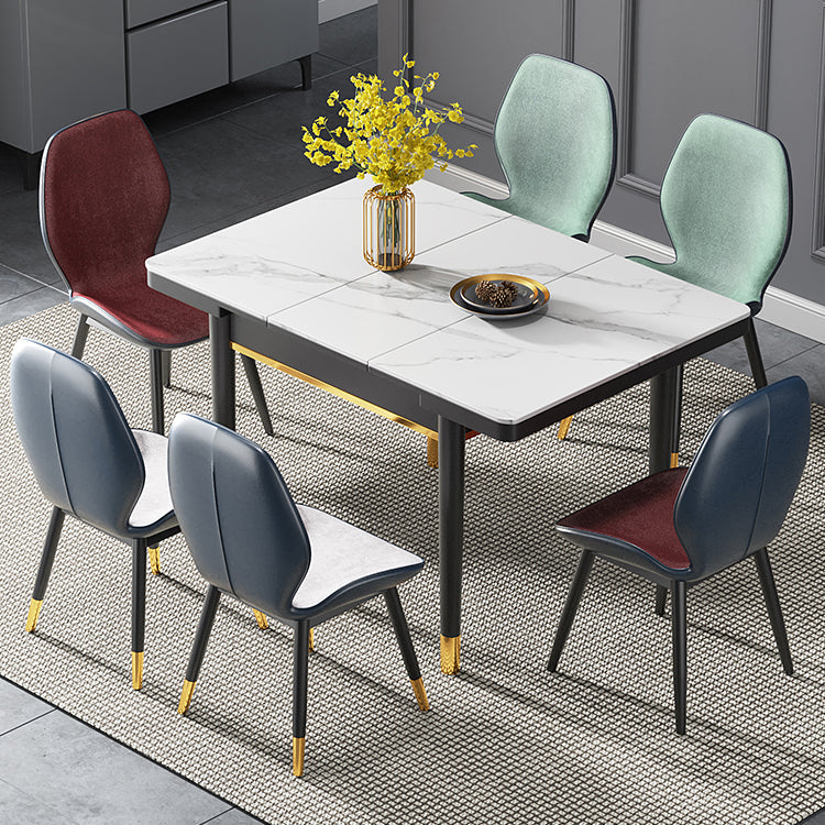 Industrial Style Extendable Stone Dining Table Square 31.5'' Table for Home Clearhalo ' dining_table' 'Dining Tables & Seating' 'Dining Tables' 'furn' 'furn_dining_table' 'Furniture' 'furniture_dining_table' 'Kitchen & Dining Furniture' 'kitchen&dining_furn' 'kitchen' 'kitchen_dining_table' 3902302