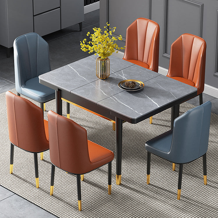 Industrial Style Extendable Stone Dining Table Square 31.5'' Table for Home Clearhalo ' dining_table' 'Dining Tables & Seating' 'Dining Tables' 'furn' 'furn_dining_table' 'Furniture' 'furniture_dining_table' 'Kitchen & Dining Furniture' 'kitchen&dining_furn' 'kitchen' 'kitchen_dining_table' 3902304