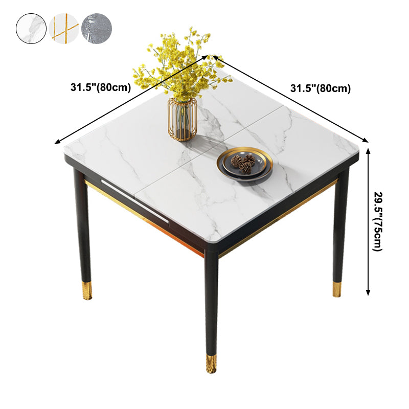 Industrial Style Extendable Stone Dining Table Square 31.5'' Table for Home Clearhalo ' dining_table' 'Dining Tables & Seating' 'Dining Tables' 'furn' 'furn_dining_table' 'Furniture' 'furniture_dining_table' 'Kitchen & Dining Furniture' 'kitchen&dining_furn' 'kitchen' 'kitchen_dining_table' 3902306