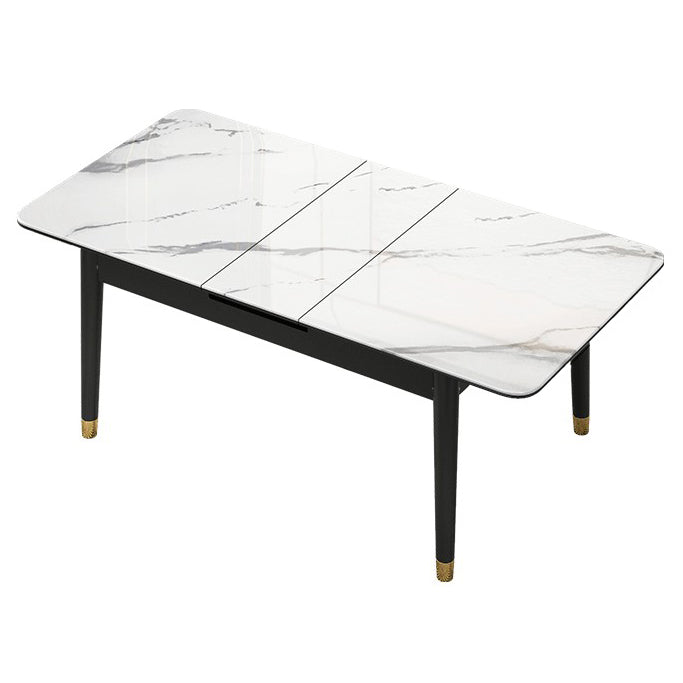 Rectangle 4 Legs Home Furniture Stone Dining Room Collection with Drop Leaf White Without Chairs Clearhalo ' dining_table' 'Dining Tables & Seating' 'Dining Tables' 'furn' 'furn_dining_table' 'Furniture' 'furniture_dining_table' 'Kitchen & Dining Furniture' 'kitchen&dining_furn' 'kitchen' 'kitchen_dining_table' 3902311