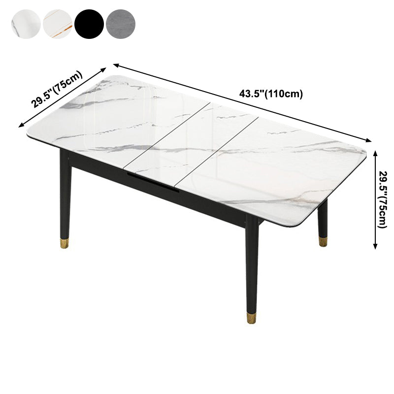 Rectangle 4 Legs Home Furniture Stone Dining Room Collection with Drop Leaf Clearhalo ' dining_table' 'Dining Tables & Seating' 'Dining Tables' 'furn' 'furn_dining_table' 'Furniture' 'furniture_dining_table' 'Kitchen & Dining Furniture' 'kitchen&dining_furn' 'kitchen' 'kitchen_dining_table' 3902319