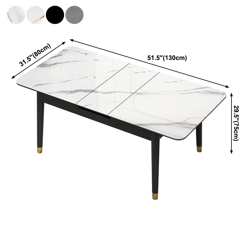 Rectangle 4 Legs Home Furniture Stone Dining Room Collection with Drop Leaf Clearhalo ' dining_table' 'Dining Tables & Seating' 'Dining Tables' 'furn' 'furn_dining_table' 'Furniture' 'furniture_dining_table' 'Kitchen & Dining Furniture' 'kitchen&dining_furn' 'kitchen' 'kitchen_dining_table' 3902321