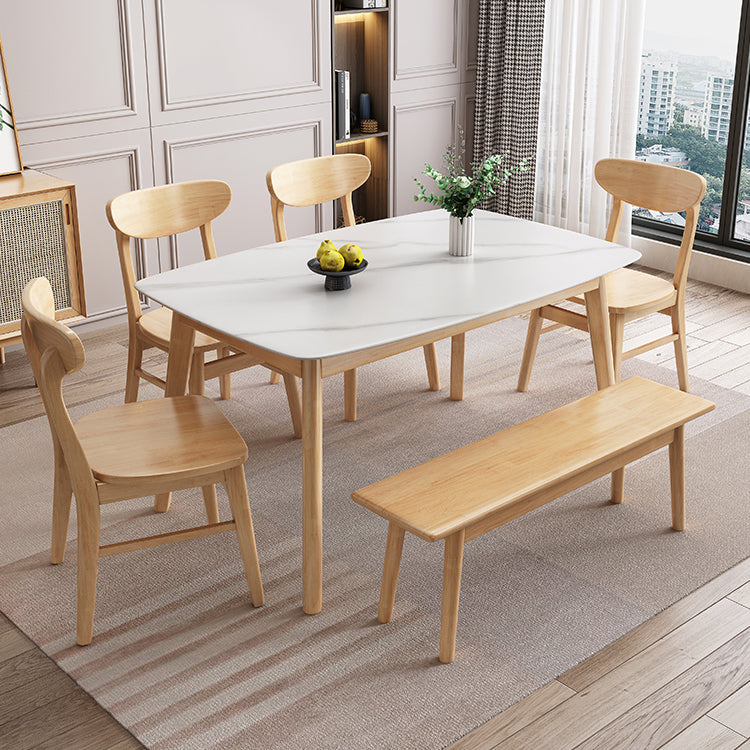 Traditional Luxury Dining Table Stone Dinner Table with Rubberwood Solid Wood Base Clearhalo ' dining_table' 'Dining Tables & Seating' 'Dining Tables' 'furn' 'furn_dining_table' 'Furniture' 'furniture_dining_table' 'Kitchen & Dining Furniture' 'kitchen&dining_furn' 'kitchen' 'kitchen_dining_table' 3902323