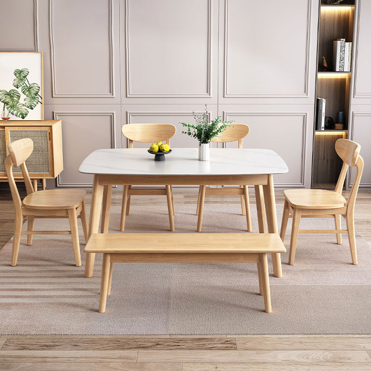 Traditional Luxury Dining Table Stone Dinner Table with Rubberwood Solid Wood Base Clearhalo ' dining_table' 'Dining Tables & Seating' 'Dining Tables' 'furn' 'furn_dining_table' 'Furniture' 'furniture_dining_table' 'Kitchen & Dining Furniture' 'kitchen&dining_furn' 'kitchen' 'kitchen_dining_table' 3902324