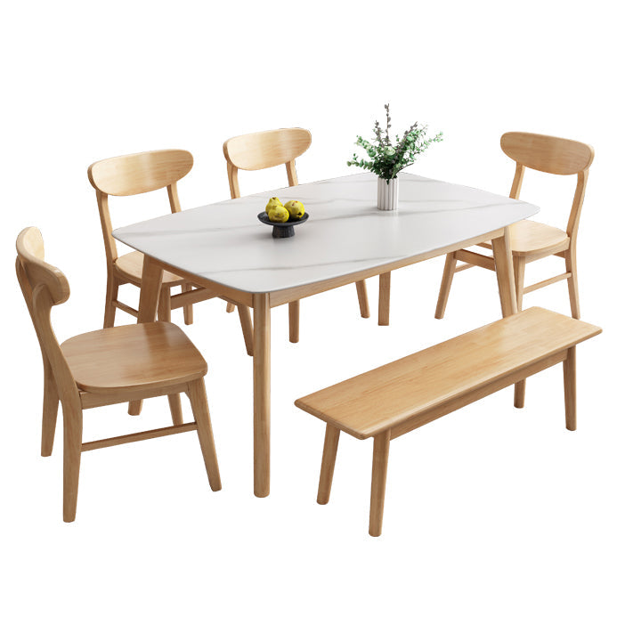 Traditional Luxury Dining Table Stone Dinner Table with Rubberwood Solid Wood Base Clearhalo ' dining_table' 'Dining Tables & Seating' 'Dining Tables' 'furn' 'furn_dining_table' 'Furniture' 'furniture_dining_table' 'Kitchen & Dining Furniture' 'kitchen&dining_furn' 'kitchen' 'kitchen_dining_table' 3902325