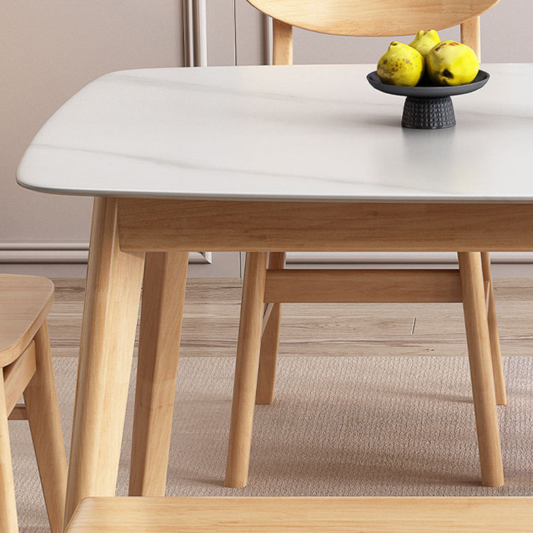 Traditional Luxury Dining Table Stone Dinner Table with Rubberwood Solid Wood Base Clearhalo ' dining_table' 'Dining Tables & Seating' 'Dining Tables' 'furn' 'furn_dining_table' 'Furniture' 'furniture_dining_table' 'Kitchen & Dining Furniture' 'kitchen&dining_furn' 'kitchen' 'kitchen_dining_table' 3902326