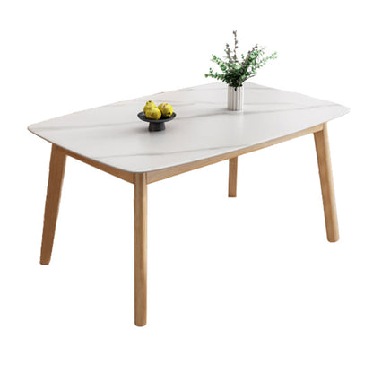 Traditional Luxury Dining Table Stone Dinner Table with Rubberwood Solid Wood Base Without Chairs Clearhalo ' dining_table' 'Dining Tables & Seating' 'Dining Tables' 'furn' 'furn_dining_table' 'Furniture' 'furniture_dining_table' 'Kitchen & Dining Furniture' 'kitchen&dining_furn' 'kitchen' 'kitchen_dining_table' 3902327