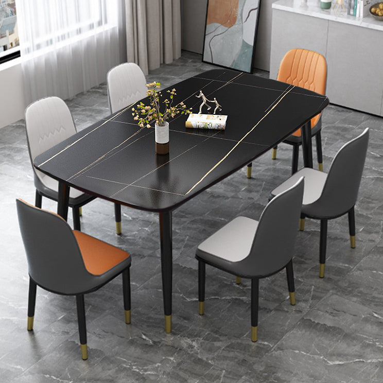 Traditional Luxury Rectangle Dining Site Table Stone Dining Room Home Furniture for Home Black Without Chairs Clearhalo ' dining_table' 'Dining Tables & Seating' 'Dining Tables' 'furn' 'furn_dining_table' 'Furniture' 'furniture_dining_table' 'Kitchen & Dining Furniture' 'kitchen&dining_furn' 'kitchen' 'kitchen_dining_table' 3902347