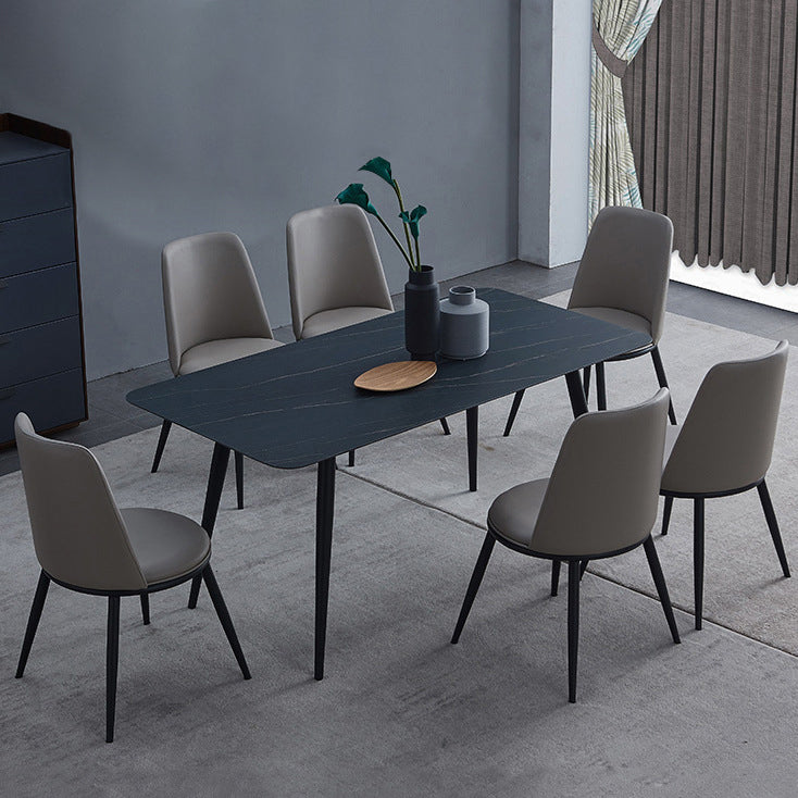 Metal Industrial Rectangle Dining Table Black Sintered Stone Table with 4 Legs Clearhalo ' dining_table' 'Dining Tables & Seating' 'Dining Tables' 'furn' 'furn_dining_table' 'Furniture' 'furniture_dining_table' 'Kitchen & Dining Furniture' 'kitchen&dining_furn' 'kitchen' 'kitchen_dining_table' 3902362
