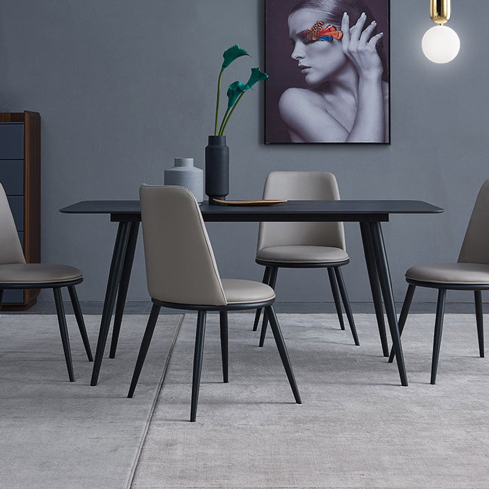 Metal Industrial Rectangle Dining Table Black Sintered Stone Table with 4 Legs Clearhalo ' dining_table' 'Dining Tables & Seating' 'Dining Tables' 'furn' 'furn_dining_table' 'Furniture' 'furniture_dining_table' 'Kitchen & Dining Furniture' 'kitchen&dining_furn' 'kitchen' 'kitchen_dining_table' 3902363