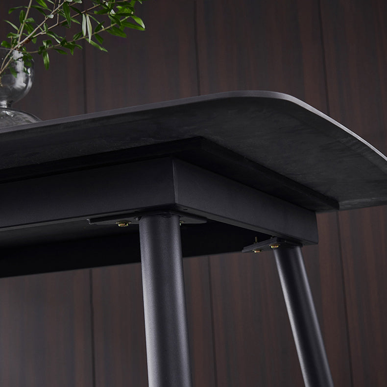 Metal Industrial Rectangle Dining Table Black Sintered Stone Table with 4 Legs Clearhalo ' dining_table' 'Dining Tables & Seating' 'Dining Tables' 'furn' 'furn_dining_table' 'Furniture' 'furniture_dining_table' 'Kitchen & Dining Furniture' 'kitchen&dining_furn' 'kitchen' 'kitchen_dining_table' 3902365