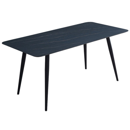 Metal Industrial Rectangle Dining Table Black Sintered Stone Table with 4 Legs Without Chairs Clearhalo ' dining_table' 'Dining Tables & Seating' 'Dining Tables' 'furn' 'furn_dining_table' 'Furniture' 'furniture_dining_table' 'Kitchen & Dining Furniture' 'kitchen&dining_furn' 'kitchen' 'kitchen_dining_table' 3902366