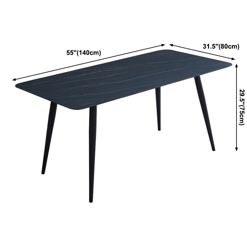Metal Industrial Rectangle Dining Table Black Sintered Stone Table with 4 Legs Clearhalo ' dining_table' 'Dining Tables & Seating' 'Dining Tables' 'furn' 'furn_dining_table' 'Furniture' 'furniture_dining_table' 'Kitchen & Dining Furniture' 'kitchen&dining_furn' 'kitchen' 'kitchen_dining_table' 3902369