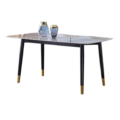 Rectangle 4 Legs Luxury Dining Table Grey Tone Fixed Table of Sintered Stone Without Chairs Clearhalo ' dining_table' 'Dining Tables & Seating' 'Dining Tables' 'furn' 'furn_dining_table' 'Furniture' 'furniture_dining_table' 'Kitchen & Dining Furniture' 'kitchen&dining_furn' 'kitchen' 'kitchen_dining_table' 3902376