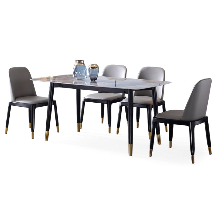 Rectangle 4 Legs Luxury Dining Table Grey Tone Fixed Table of Sintered Stone Clearhalo ' dining_table' 'Dining Tables & Seating' 'Dining Tables' 'furn' 'furn_dining_table' 'Furniture' 'furniture_dining_table' 'Kitchen & Dining Furniture' 'kitchen&dining_furn' 'kitchen' 'kitchen_dining_table' 3902380