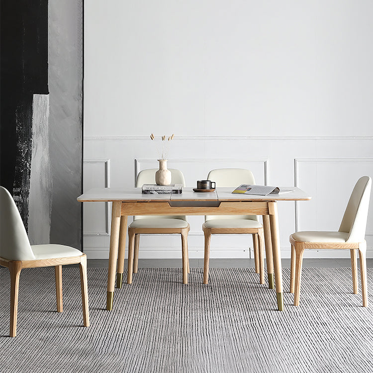 Stone 4-foot Dinette Table Traditional Luxury Extendable Dining Table for Home Clearhalo ' dining_table' 'Dining Tables & Seating' 'Dining Tables' 'furn' 'furn_dining_table' 'Furniture' 'furniture_dining_table' 'Kitchen & Dining Furniture' 'kitchen&dining_furn' 'kitchen' 'kitchen_dining_table' 3902396
