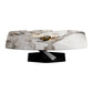 Glam Sintered Stone Rectangle Dining Table Kitchen Standard Dining Table with Pedestal Base Pandora Gold Black Clearhalo ' dining_table' 'Dining Tables & Seating' 'Dining Tables' 'furn' 'furn_dining_table' 'Furniture' 'furniture_dining_table' 'Kitchen & Dining Furniture' 'kitchen&dining_furn' 'kitchen' 'kitchen_dining_table' 3902404