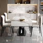 Glam Sintered Stone Rectangle Dining Table Kitchen Standard Dining Table with Pedestal Base Clearhalo ' dining_table' 'Dining Tables & Seating' 'Dining Tables' 'furn' 'furn_dining_table' 'Furniture' 'furniture_dining_table' 'Kitchen & Dining Furniture' 'kitchen&dining_furn' 'kitchen' 'kitchen_dining_table' 3902406
