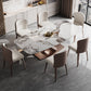 Glam Sintered Stone Rectangle Dining Table Kitchen Standard Dining Table with Pedestal Base Clearhalo ' dining_table' 'Dining Tables & Seating' 'Dining Tables' 'furn' 'furn_dining_table' 'Furniture' 'furniture_dining_table' 'Kitchen & Dining Furniture' 'kitchen&dining_furn' 'kitchen' 'kitchen_dining_table' 3902408