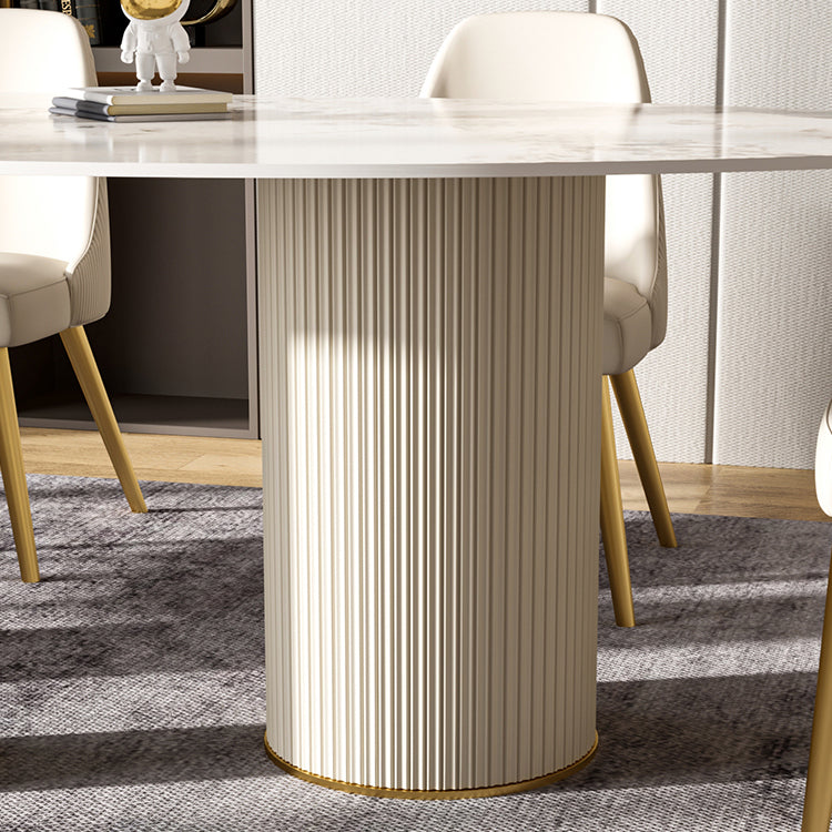 Metal Traditional Luxury Oval Dining Table Sintered Stone Table with White Legs Clearhalo ' dining_table' 'Dining Tables & Seating' 'Dining Tables' 'furn' 'furn_dining_table' 'Furniture' 'furniture_dining_table' 'Kitchen & Dining Furniture' 'kitchen&dining_furn' 'kitchen' 'kitchen_dining_table' 3902429