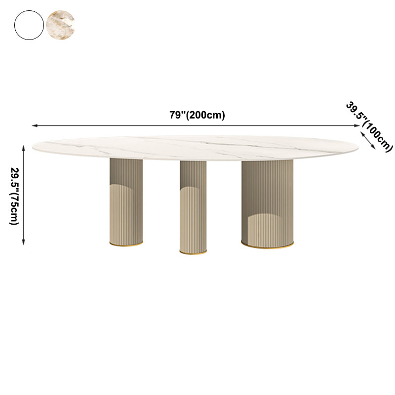 Metal Traditional Luxury Oval Dining Table Sintered Stone Table with White Legs Clearhalo ' dining_table' 'Dining Tables & Seating' 'Dining Tables' 'furn' 'furn_dining_table' 'Furniture' 'furniture_dining_table' 'Kitchen & Dining Furniture' 'kitchen&dining_furn' 'kitchen' 'kitchen_dining_table' 3902438