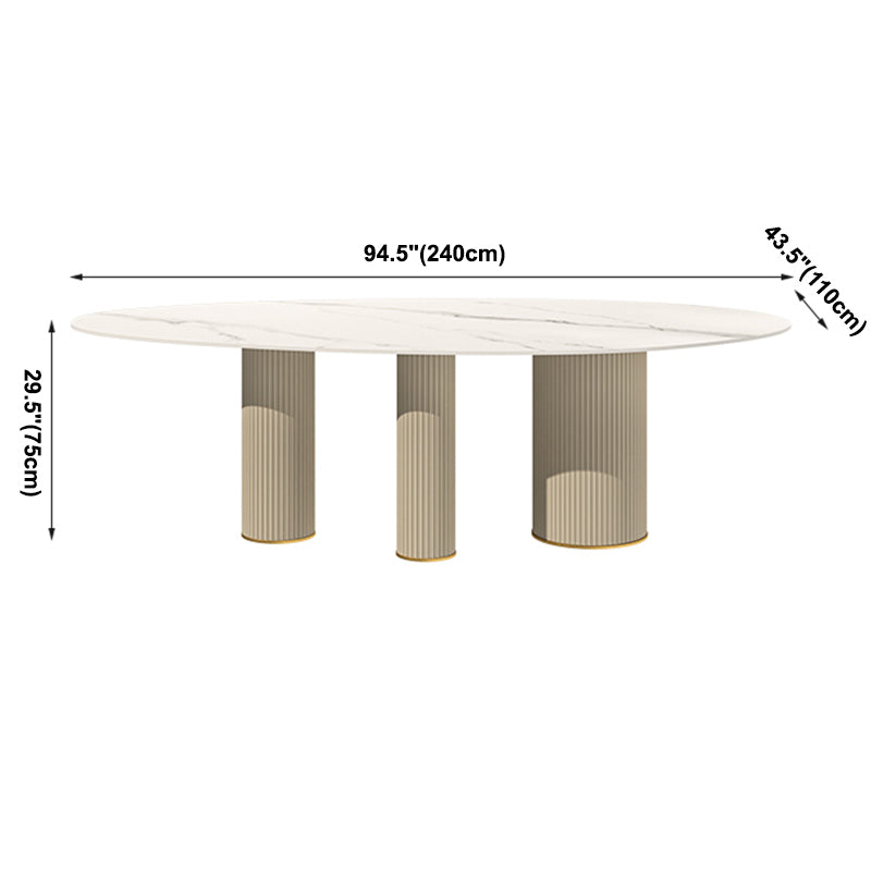 Metal Traditional Luxury Oval Dining Table Sintered Stone Table with White Legs Clearhalo ' dining_table' 'Dining Tables & Seating' 'Dining Tables' 'furn' 'furn_dining_table' 'Furniture' 'furniture_dining_table' 'Kitchen & Dining Furniture' 'kitchen&dining_furn' 'kitchen' 'kitchen_dining_table' 3902440