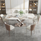 Metal Traditional Luxury Rectangular Dining Table Sintered Stone Table with Pedestal Clearhalo ' dining_table' 'Dining Tables & Seating' 'Dining Tables' 'furn' 'furn_dining_table' 'Furniture' 'furniture_dining_table' 'Kitchen & Dining Furniture' 'kitchen&dining_furn' 'kitchen' 'kitchen_dining_table' 3902441