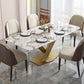 Metal Traditional Luxury Rectangular Dining Table Sintered Stone Table with Pedestal Clearhalo ' dining_table' 'Dining Tables & Seating' 'Dining Tables' 'furn' 'furn_dining_table' 'Furniture' 'furniture_dining_table' 'Kitchen & Dining Furniture' 'kitchen&dining_furn' 'kitchen' 'kitchen_dining_table' 3902443