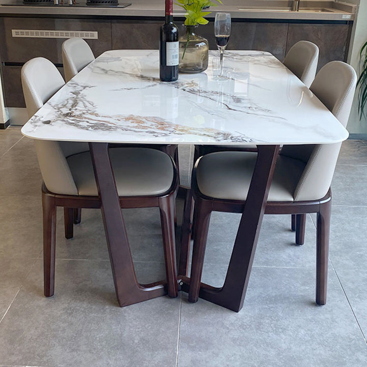 Industrial White Sintered Stone Top Dining Table Rectangle Standard Dining Table for Kitchen Clearhalo ' dining_table' 'Dining Tables & Seating' 'Dining Tables' 'furn' 'furn_dining_table' 'Furniture' 'furniture_dining_table' 'Kitchen & Dining Furniture' 'kitchen&dining_furn' 'kitchen' 'kitchen_dining_table' 3902453