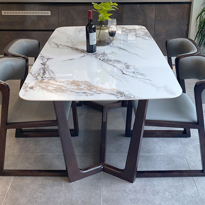 Industrial White Sintered Stone Top Dining Table Rectangle Standard Dining Table for Kitchen Clearhalo ' dining_table' 'Dining Tables & Seating' 'Dining Tables' 'furn' 'furn_dining_table' 'Furniture' 'furniture_dining_table' 'Kitchen & Dining Furniture' 'kitchen&dining_furn' 'kitchen' 'kitchen_dining_table' 3902454