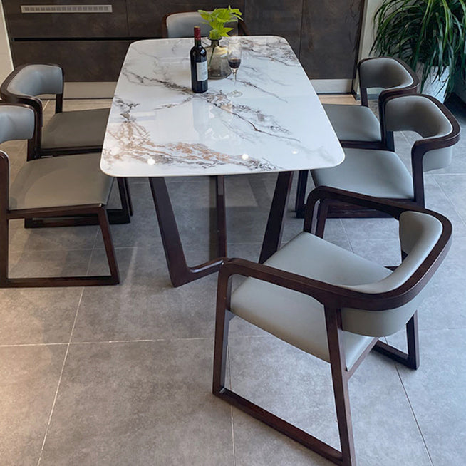 Industrial White Sintered Stone Top Dining Table Rectangle Standard Dining Table for Kitchen Clearhalo ' dining_table' 'Dining Tables & Seating' 'Dining Tables' 'furn' 'furn_dining_table' 'Furniture' 'furniture_dining_table' 'Kitchen & Dining Furniture' 'kitchen&dining_furn' 'kitchen' 'kitchen_dining_table' 3902455