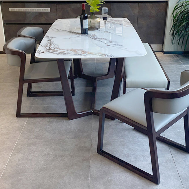 Industrial White Sintered Stone Top Dining Table Rectangle Standard Dining Table for Kitchen Clearhalo ' dining_table' 'Dining Tables & Seating' 'Dining Tables' 'furn' 'furn_dining_table' 'Furniture' 'furniture_dining_table' 'Kitchen & Dining Furniture' 'kitchen&dining_furn' 'kitchen' 'kitchen_dining_table' 3902456