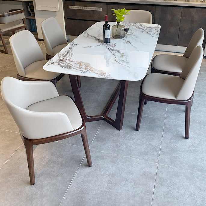 Industrial White Sintered Stone Top Dining Table Rectangle Standard Dining Table for Kitchen Clearhalo ' dining_table' 'Dining Tables & Seating' 'Dining Tables' 'furn' 'furn_dining_table' 'Furniture' 'furniture_dining_table' 'Kitchen & Dining Furniture' 'kitchen&dining_furn' 'kitchen' 'kitchen_dining_table' 3902463