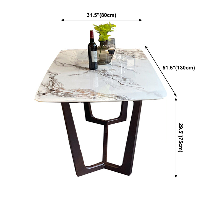 Industrial White Sintered Stone Top Dining Table Rectangle Standard Dining Table for Kitchen Clearhalo ' dining_table' 'Dining Tables & Seating' 'Dining Tables' 'furn' 'furn_dining_table' 'Furniture' 'furniture_dining_table' 'Kitchen & Dining Furniture' 'kitchen&dining_furn' 'kitchen' 'kitchen_dining_table' 3902465